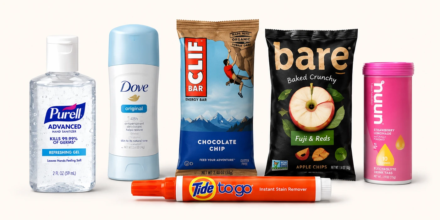 Everyday essentials — hand sanitizer, personal care, snacks, and wellness products
